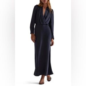 FAVORITE DAUGHTER The Nita Satin Maxi Dress In Navy size S